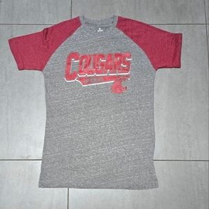 Washington Cougars Vintage Baseball Stlye TShirt Size Medium Red/Grey
